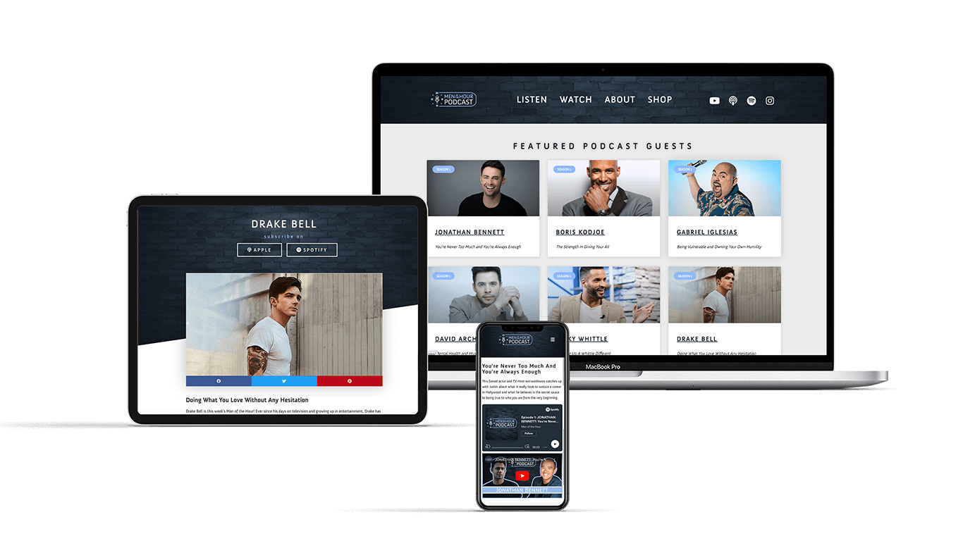 Web design, email marketing & social media marketing for Men of the Hour Podcast
